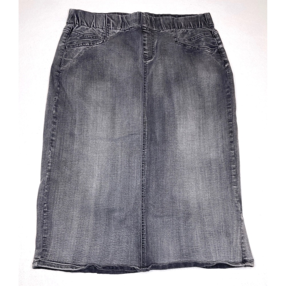 Christopher & Banks Women Skirt Denim Pull On Faded Wash 8P Gray